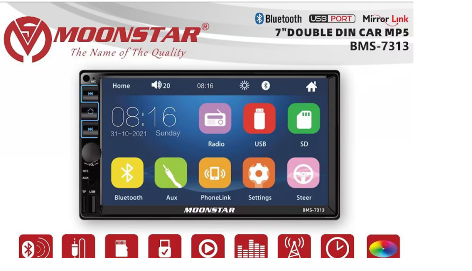 MOONSTAR BMS-7313 7 İNÇ ARAÇ MULTİMEDYA CAR MP5 DOUBLE TEYP